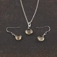 Set Cercei cu agatatoare si pandantiv Cuart lemon briolete si Argint 925, 9-11mm
