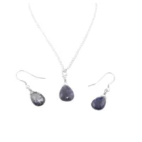 Set Cercei cu agatatoare si pandantiv Iolith briolete si Argint 925, 11-14mm