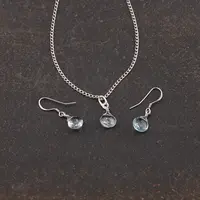 Set Cercei cu agatatoare si pandantiv Topaz briolete si Argint 925, 8mm
