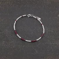 Bratara Opal roz si Granat discuri fatetate si sfere fatetate cu Argint 925, 2-3mm