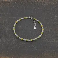 Bratara Peridot si Acvamarin discuri fatetate si sfere cu Argint 925, 3-5mm