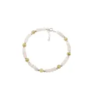 Bratara Peridot si Piatra Lunii discuri fatetate si sfere cu Argint 925, 4-5mm