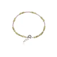Bratara Peridot si Turmalina roz discuri fatetate si sfere fatetate cu Argint 925, 2-3mm