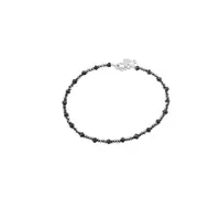 Bratara Turmalina neagra si Hematit discuri fatetate cu Argint 925 model 1, 2-3mm