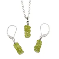 Set Cercei cu agatatoare si pandantiv Peridot A+ discuri fatetate cu argint 925