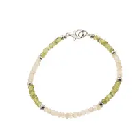 Bratara Citrin si Peridot discuri fatetate, elemente inox argintiu, 3mm