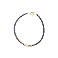 Bratara Safir discuri fatetate si Cuart roz, elemente inox auriu, 3-4mm