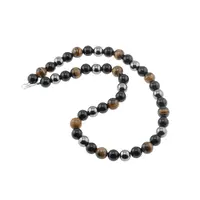 Colier pentru protectie Ochi de tigru, Hematit si Obsidian negru sfere, 10mm