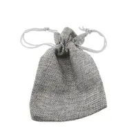 Saculet material textil gri 14x10cm