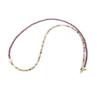 Colier Turmalina multicolora si Granat Rhodolit discuri fatetate 3mm si Perla de cultura 7mm cu elemente aurii