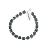 Bratara din cristale naturale Turmalina neagra cuburi fatetate, 6-7mm