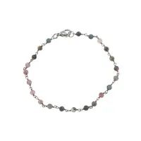 Bratara pentru glezna Turmalina multicolora sfere fatetate din metal antichizat, 4mm
