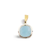 Pandantiv Agat bleu patrat cu montura aurie, 15mm