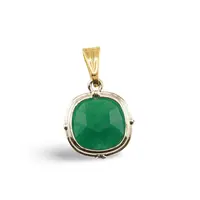 Pandantiv Onix verde patrat cu montura aurie, 15mm