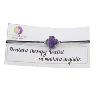 Bratara Therapy Ametist trifoi cu montura argintie
