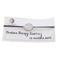 Bratara Therapy Cuart roz oval cu montura aurie
