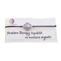 Bratara Therapy Lepidolit trifoi cu montura argintie