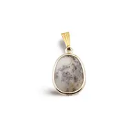 Pandantiv Agat dendritic oval cu montura aurie, 20mm