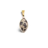 Pandantiv Jasp dalmatian oval ascutit cu montura aurie, 22mm
