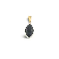 Pandantiv Obsidian oval ascutit cu montura aurie, 22mm