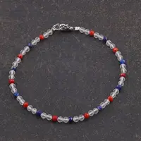 Bratara Cristal de stanca, Lapis Lazuli si Agat rosu sfere fatetate, 3mm