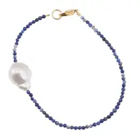 Bratara Lapis Lazuli sfere fatetate si Perla de cultura, 2-15mm