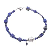 Bratara Lapis Lazuli sfere si cuburi cu Perla de cultura, 3-6mm