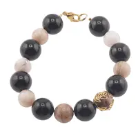 Bratara Opal roz si Turmalina neagra sfere, 10-12mm