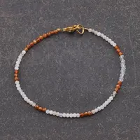 Bratara Piatra lunii, Granat Hessonit, Opal sfere fatetate 2mm si Acvamarin discuri fatetate 2mm