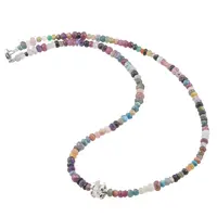 Colier Mix cristale discuri fatetate cu element argintiu, 3-5mm