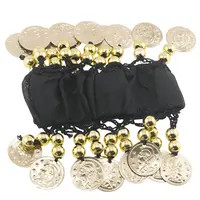 Bratara belly dance cu monede aurii elastica, negru