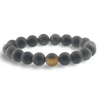 Bratara din Obsidian Auriu 10mm, pe elastic, 19cm, sfere mate