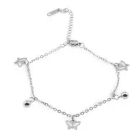 Bratara pentru glezna din inox argintiu cu charm model fluture mic