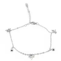 Bratara pentru glezna din inox argintiu cu charm model libelula