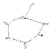 Bratara pentru glezna din inox argintiu cu charm model pisica