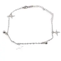 Bratara pentru glezna din inox argintiu cu charm model ritm