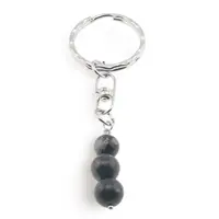 Breloc Obsidian fulg de nea trei sfere, 8-10mm