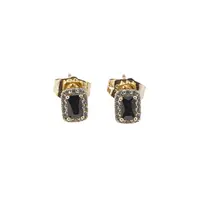 Cercei cu surub din cupru placat cu aur galben 18k negri, 7mm