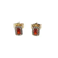 Cercei cu surub din cupru placat cu aur galben 18k rosi, 7mm
