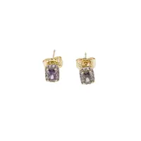 Cercei cu surub din cupru placat cu aur galben 18k violet, 7mm