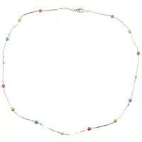 Lant din cupru placat cu aur roz 18k model cu bumbi colorati, 3mm
