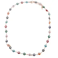 Lant din cupru placat cu aur roz 18k model ochiul protector multicolor