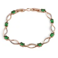 Bratara din cupru placat cu aur roz 18k cu elemente din zirconiu verde, model curbat