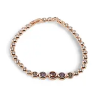 Bratara din cupru placat cu aur roz 18k, sfere cu zirconiu multicolore