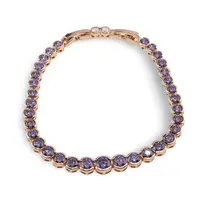 Bratara din cupru placat cu aur roz 18k, sfere cu zirconiu violet