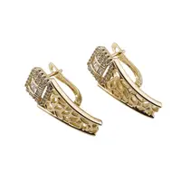 Cercei din cupru placat cu galben 18k cu zirconii, 25mm