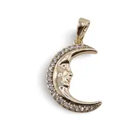 Pandantiv din cupru placat cu aur galben 18k model Luna cu zirconii, 19mm