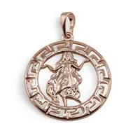 Pandantiv din cupru placat cu aur roz 18k rotund pentru zodia Fecioara, 25mm