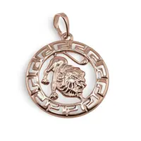 Pandantiv din cupru placat cu aur roz 18k rotund pentru zodia Leu, 25mm