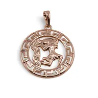 Pandantiv din cupru placat cu aur roz 18k rotund pentru zodia Varsator, 25mm